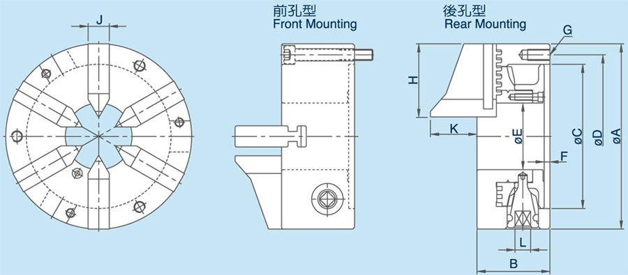 AS 6爪千枚通しタイプチャック