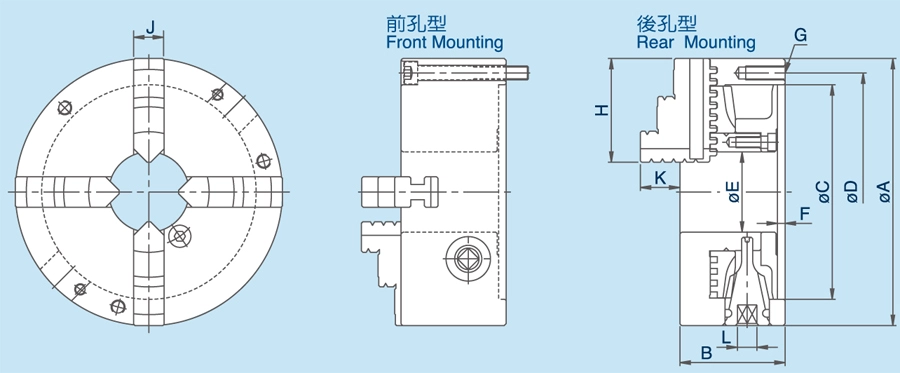 JIS 4爪スクロールチャック