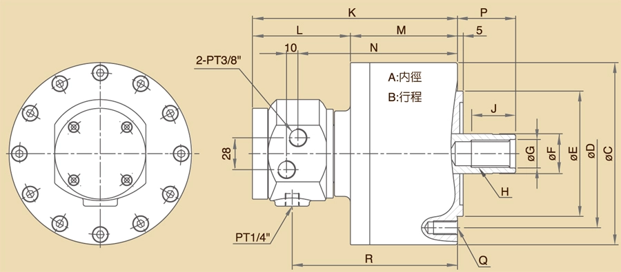 LRソリッドロータリー油圧シリンダ(チェック値内蔵)