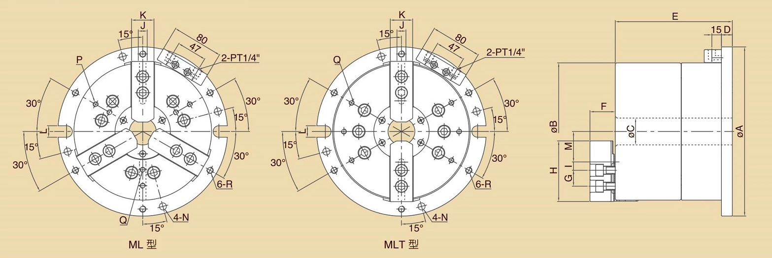 ML、MLT ロングストローク中空パワーチャック治具